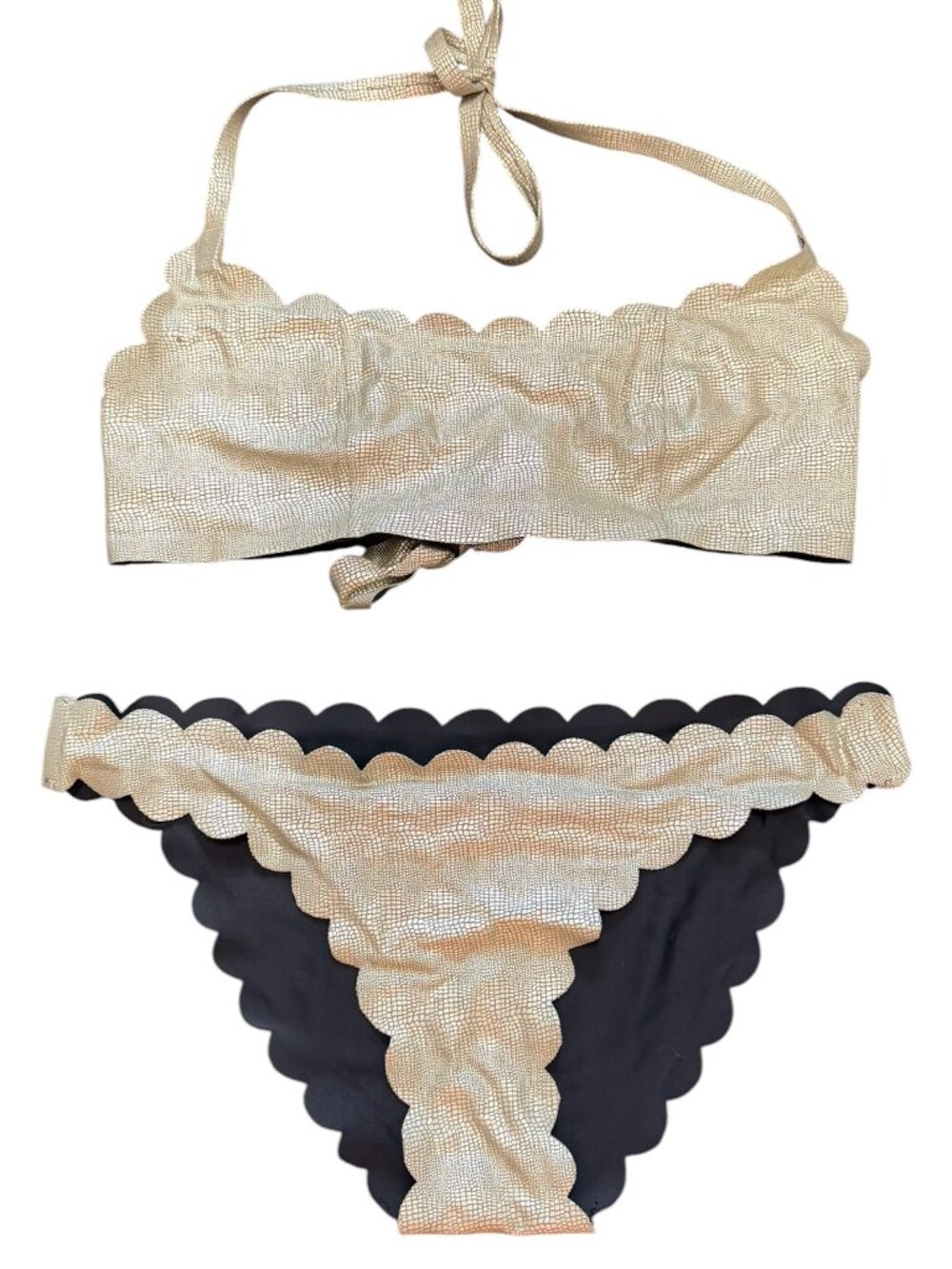 GUC PQ Swim Reversible Scalloped Bikini Set Gold Black S